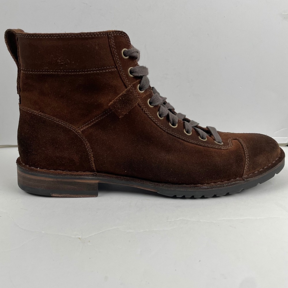 John Varvatos Boots Distressed Brown Suede Lace Up Cap Toe - Mens Size 11 READ